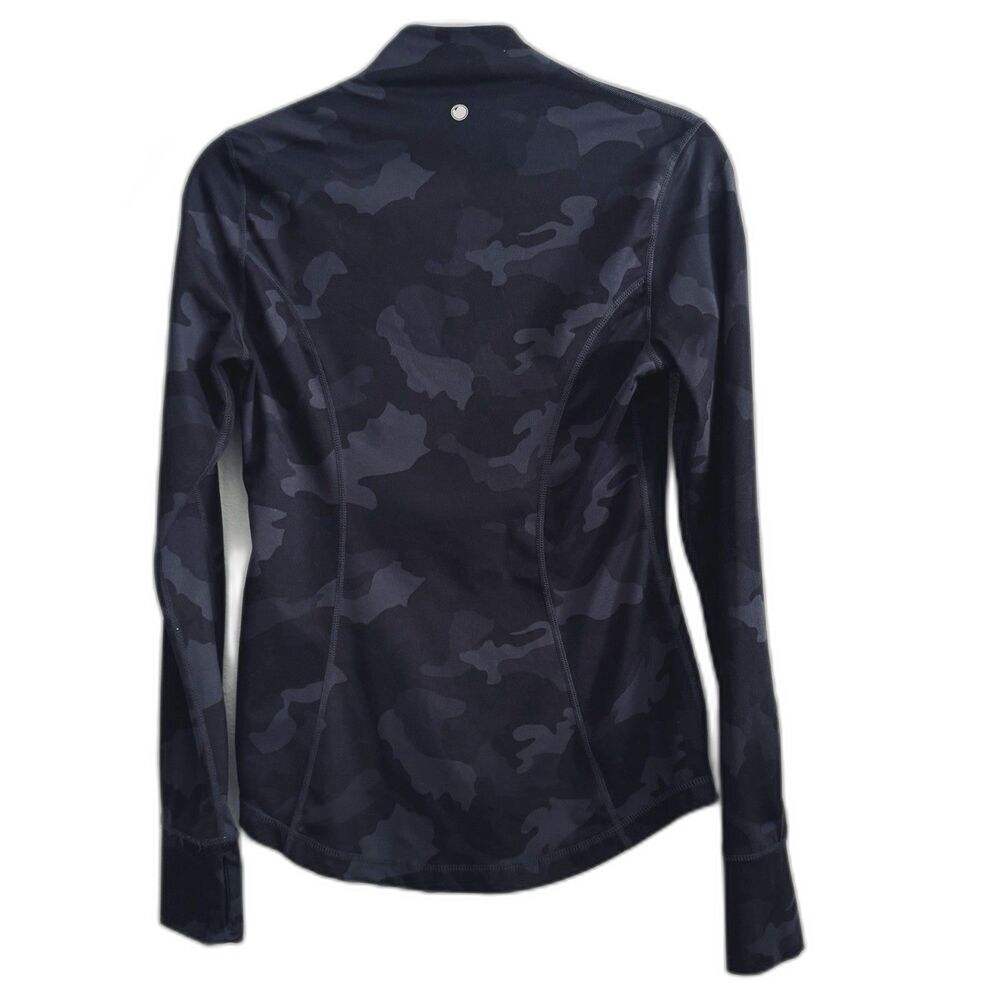 Yogalicious Lux Athletic Yoga Jacket Women's S Black Gray Camo Thumbholes Zip - Picture 3 of 8